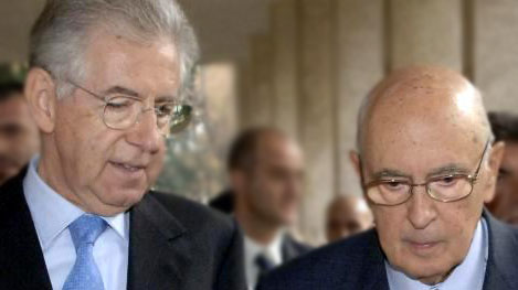 da dx: Giorgio Napolitano con Mario Monti