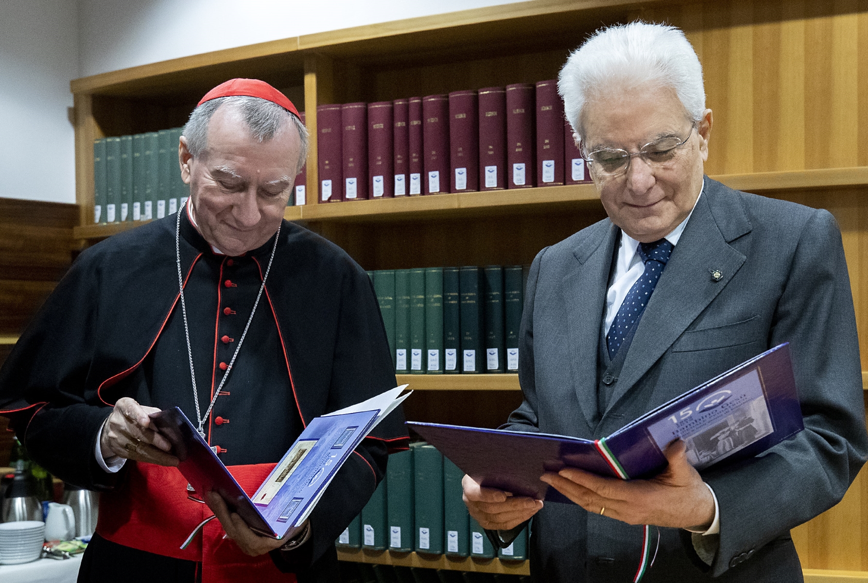 Il Presidente Sergio Mattarella con S. Em. Rev.ma il Cardinale Pietro Parolin, Segretario di Stato di Sua Santità all'Ospedale Pediatrico Bambino Gesù per i 150 anni della Fondazione