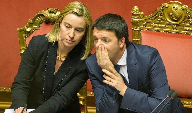 Federica Mogherini-Matteo Renzi-Parlamento Europeo
