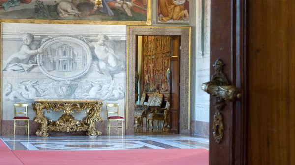 Veduta della restaurata Galleria di Alessandro VII del Palazzo del Quirinale